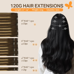 DOORES Clip in Hair Extensions packaging with product details