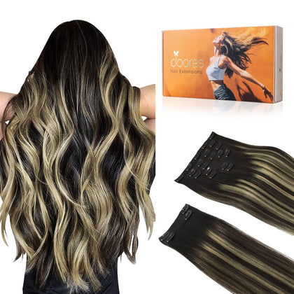 DOORES Clip in Hair Extensions set with 9 pieces and 20 clips