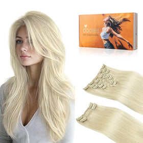 DOORES Clip-in Hair Extensions set with 9 pieces and clips