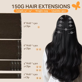 DOORES Clip in Hair Extensions showcasing different lengths