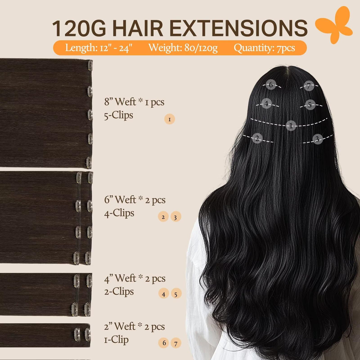 DOORES Clip in Hair Extensions showcasing U-shaped clips