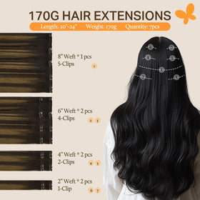 DOORES Clip-in Hair Extensions showing clips and texture