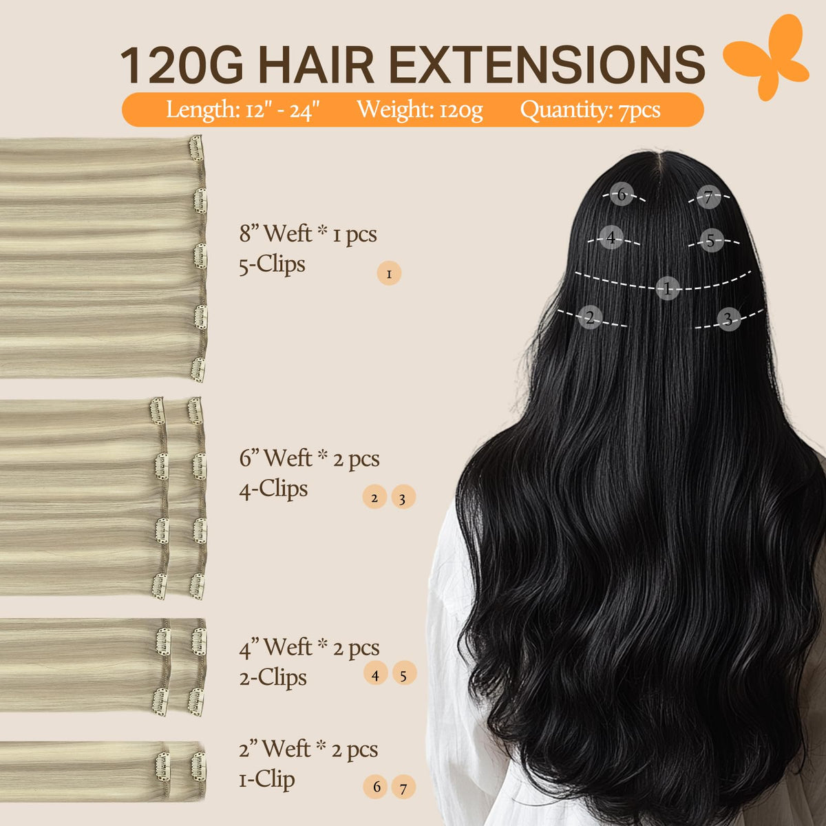 DOORES Clip in Hair Extensions showing invisible clips