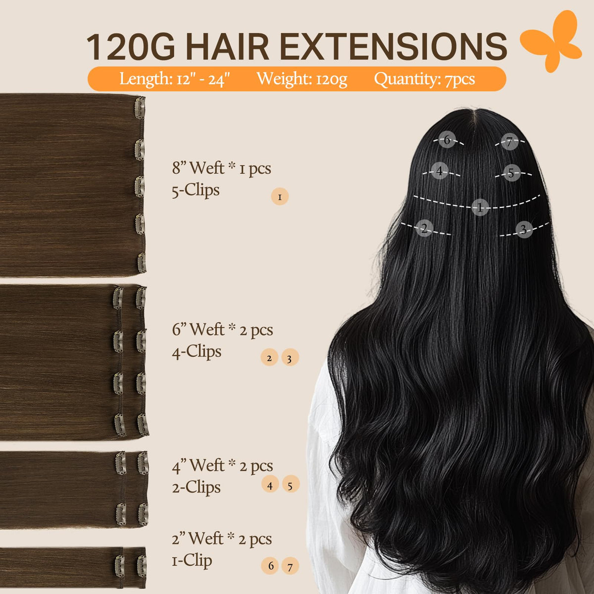 DOORES Clip in Hair Extensions showing invisible clips
