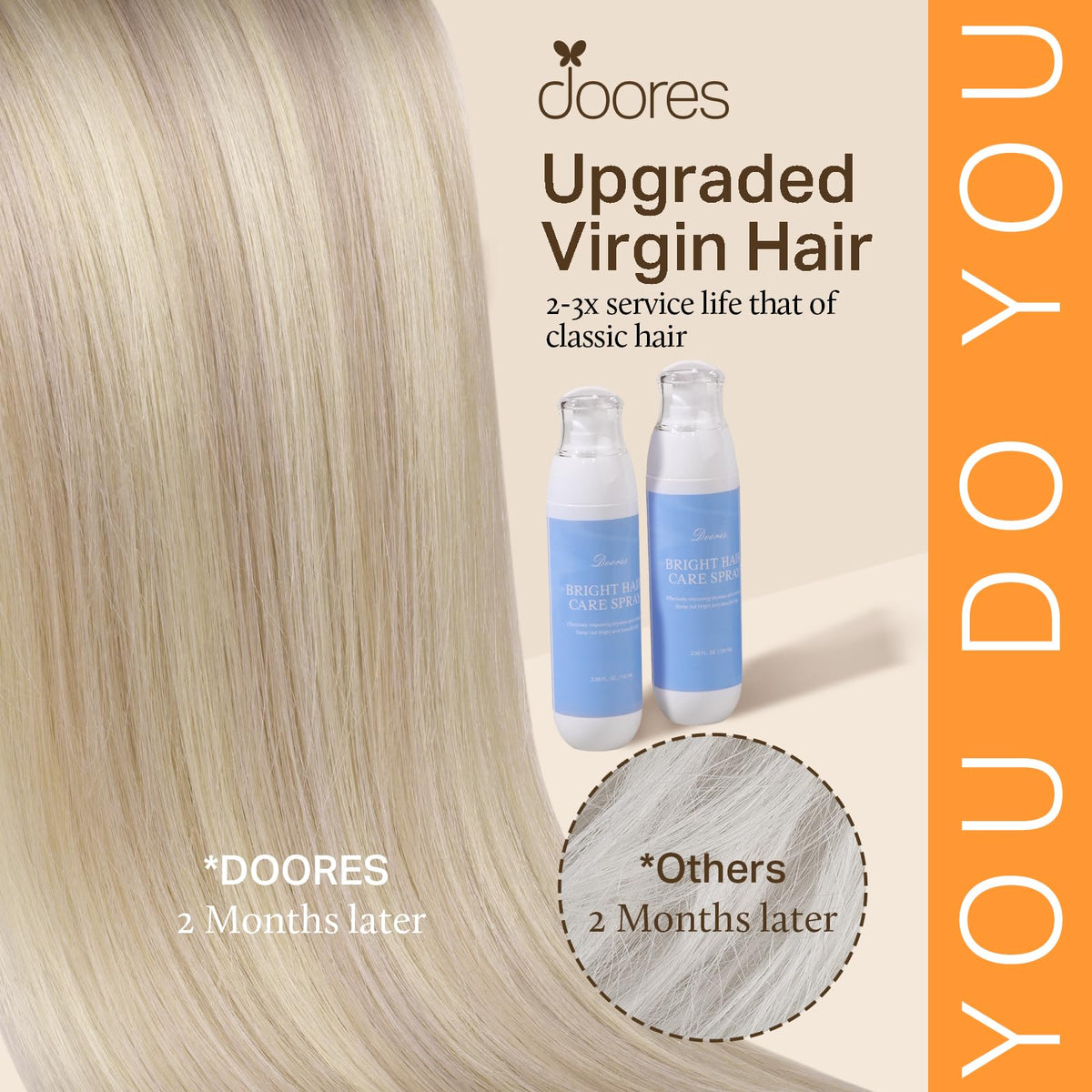 DOORES Clip in Hair Extensions showing soft texture