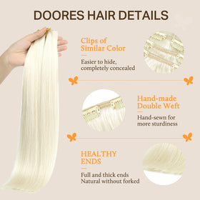 DOORES Clip in Hair Extensions showing soft texture