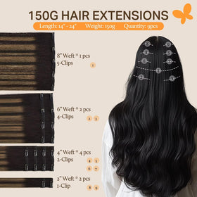 DOORES Clip in Hair Extensions showing stainless steel clips