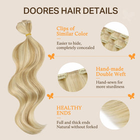 DOORES Clip in Hair Extensions showing texture
