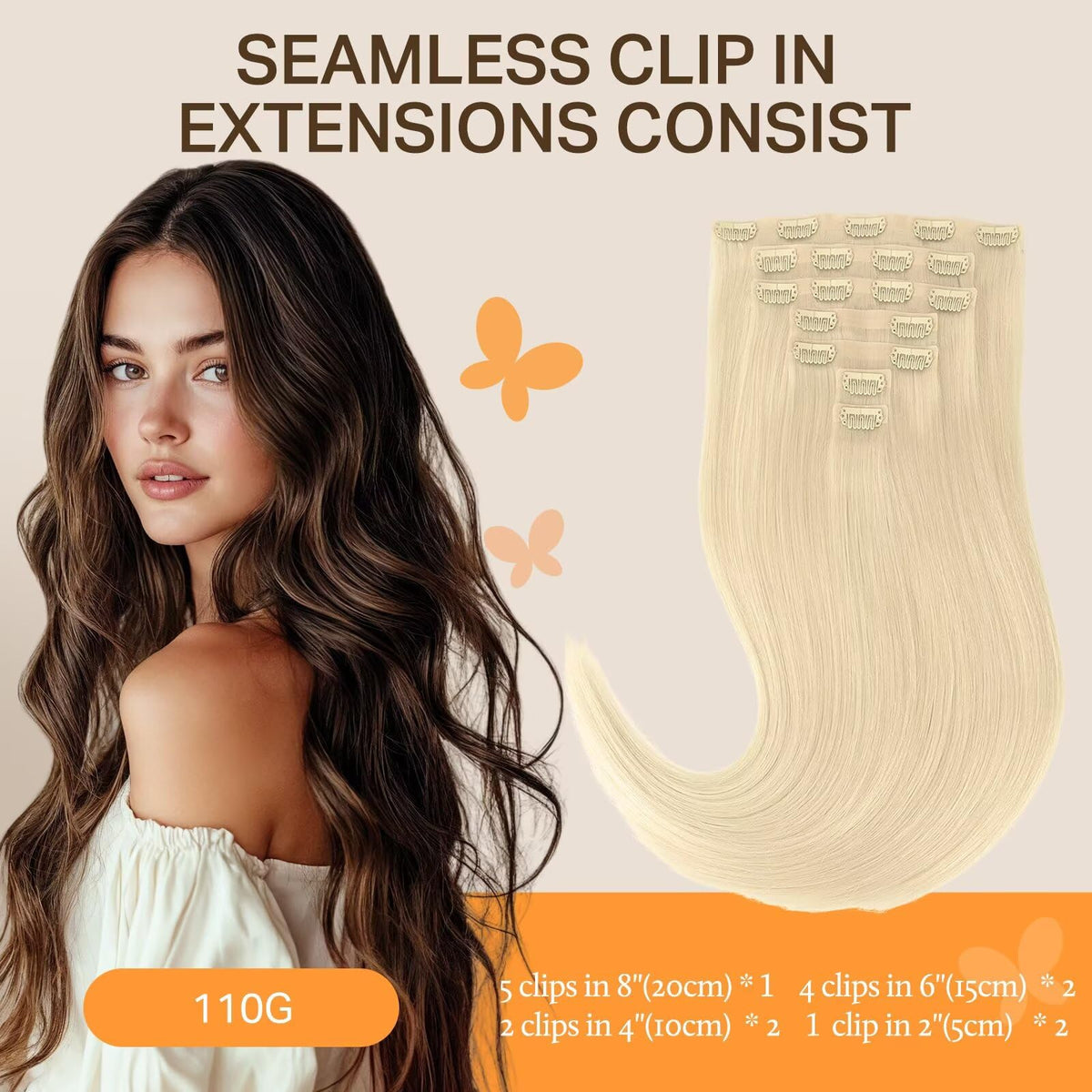 DOORES Clip in Hair Extensions showing the new silicone wefts