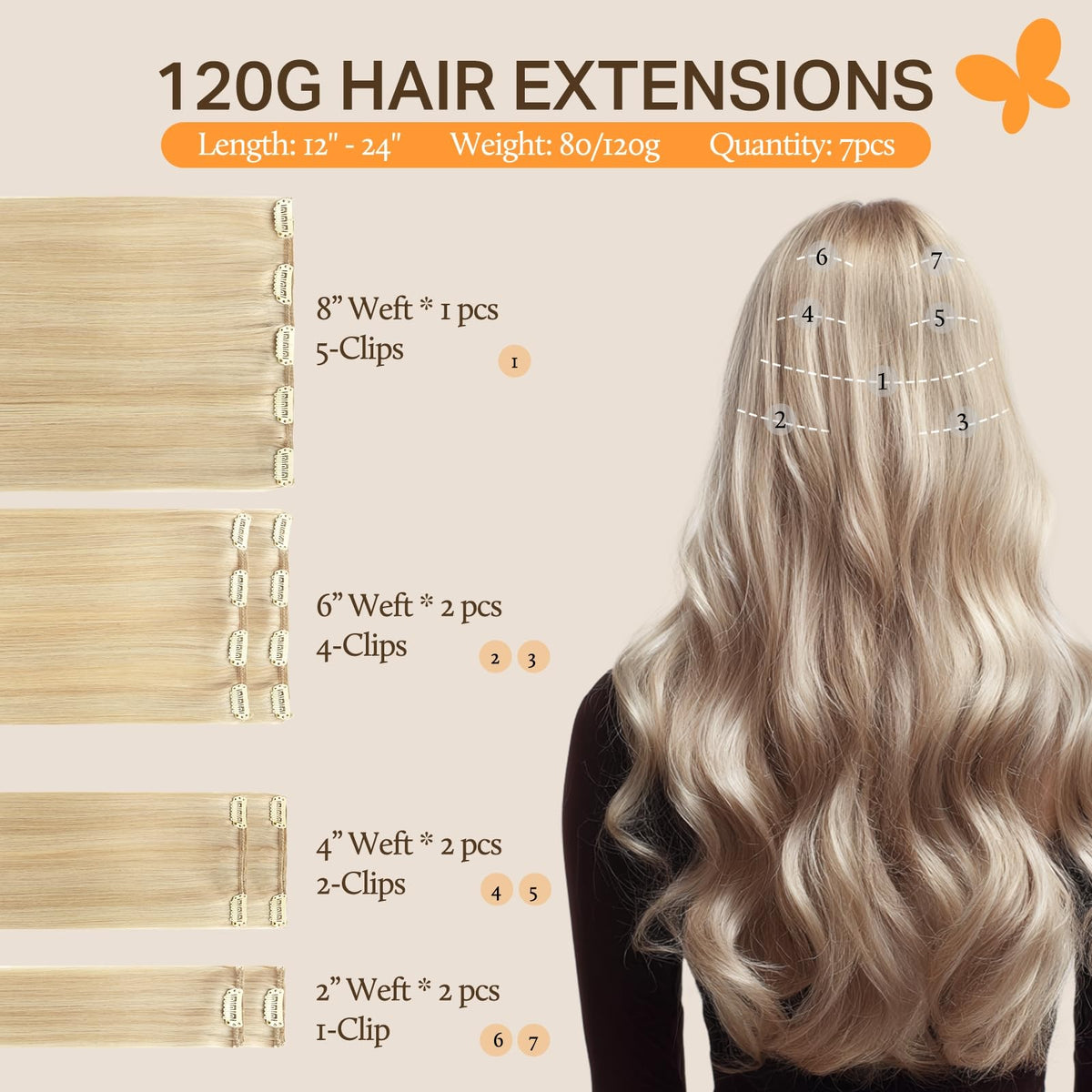 DOORES Clip in Hair Extensions showing U-shaped clips