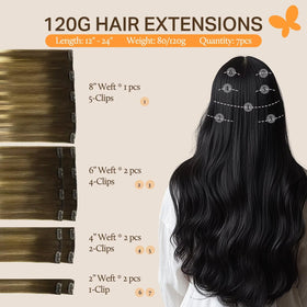 DOORES Clip in Hair Extensions showing U-shaped metal clips