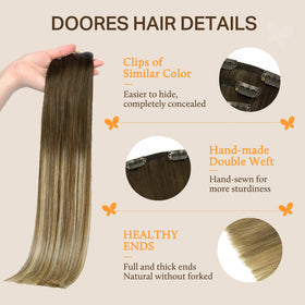 DOORES Clip in Hair Extensions soft texture and full ends