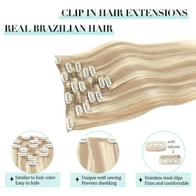 DOORES Clip in Hair Extensions soft texture display