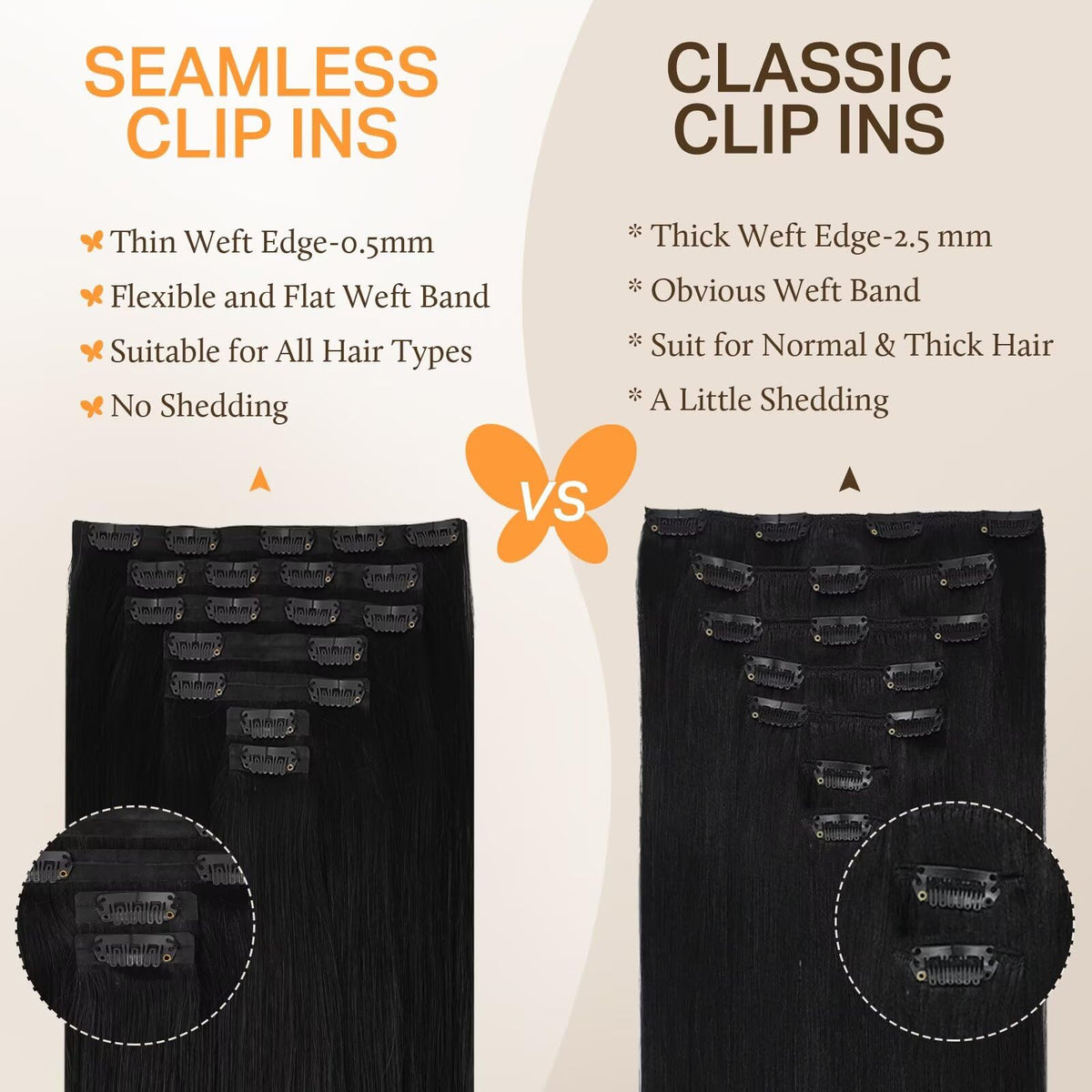 DOORES Clip in Hair Extensions texture and softness