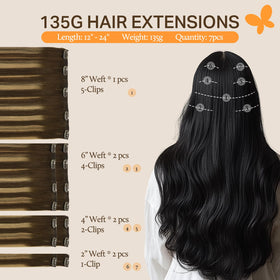 DOORES Clip in Hair Extensions with clips displayed