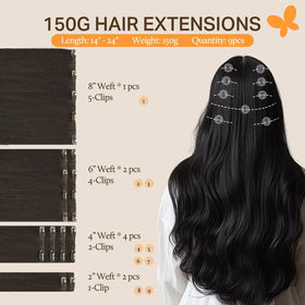 DOORES Clip in Hair Extensions with clips displayed
