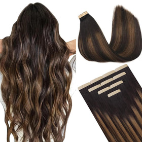 DOORES Hair Extensions 10 Inch Dark Brown to Chestnut Brown front view