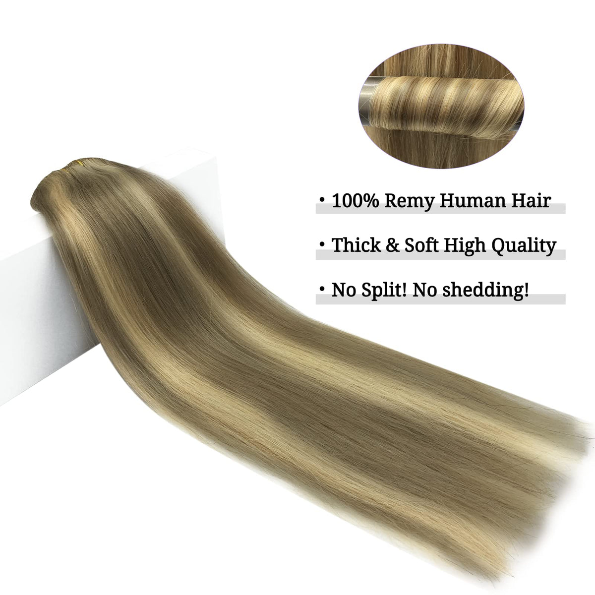 DOORES Human Hair Extensions 12 Inch showing soft texture