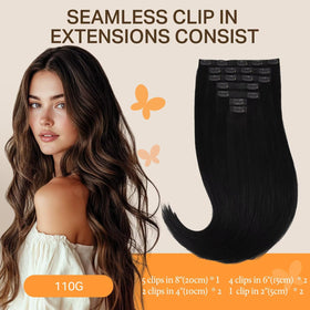 DOORES Jet Black Clip-In Hair Extensions packaging