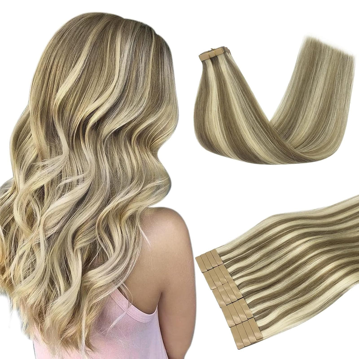 DOORES Tape in Hair Extensions 1.5-inch width pack front view
