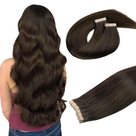 DOORES Tape in Hair Extensions 100% Remy Human Hair front view