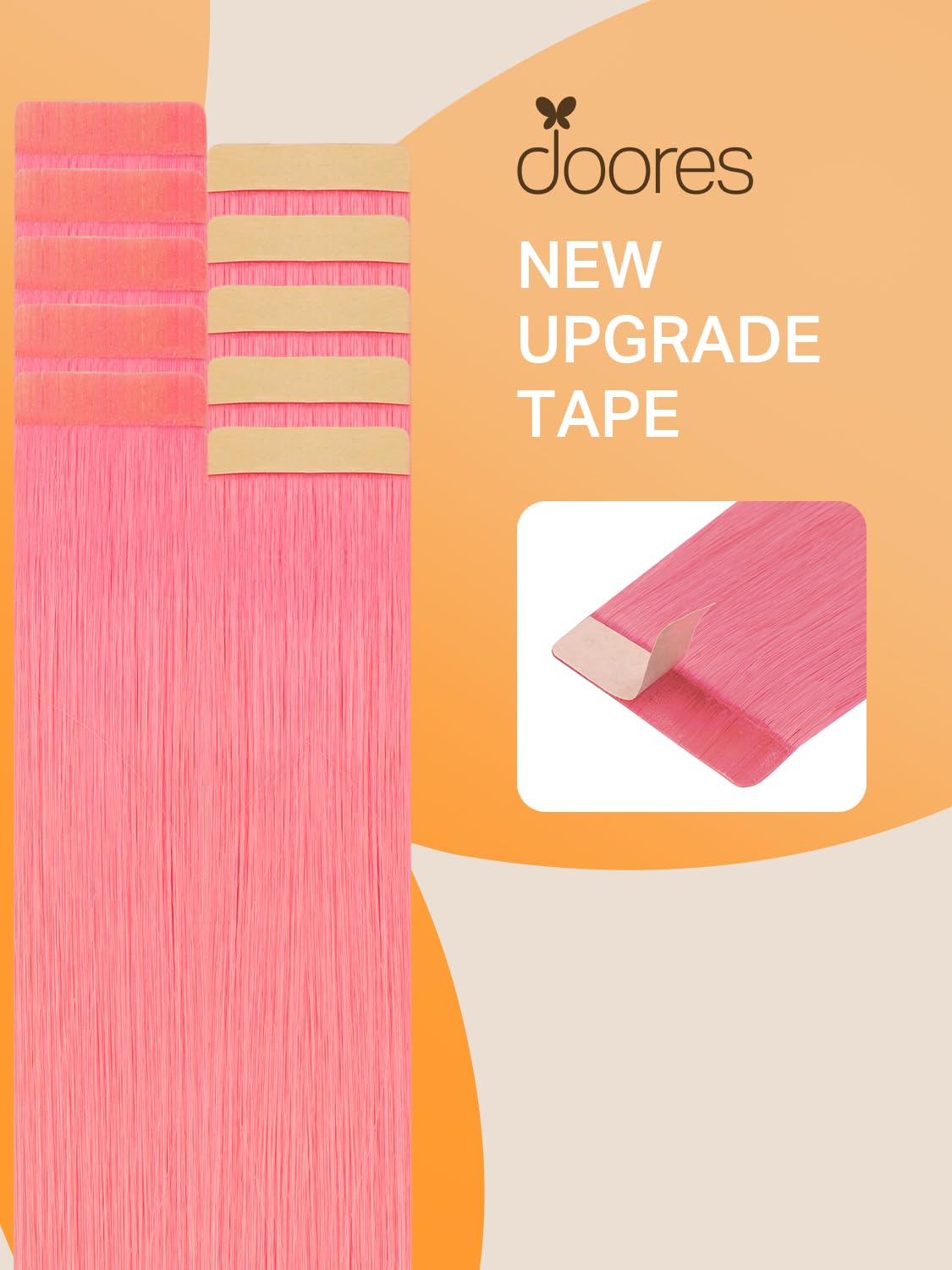 DOORES Tape In Hair Extensions 100g close-up of tape