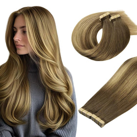 DOORES Tape in Hair Extensions 100g front view