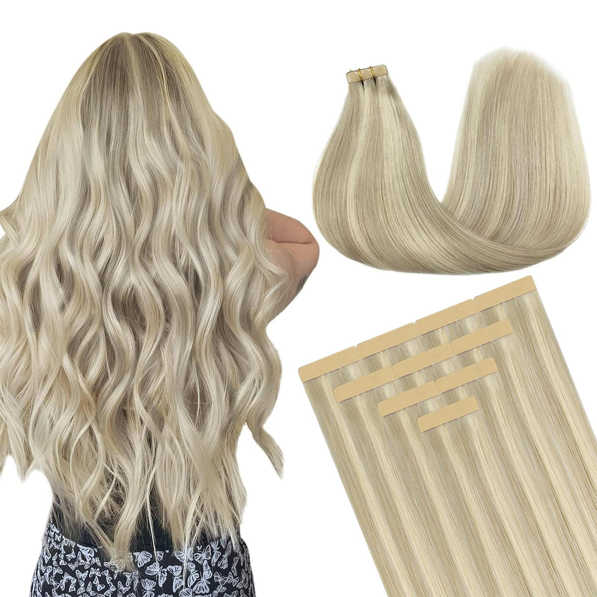 DOORES Tape in Hair Extensions 100g front view