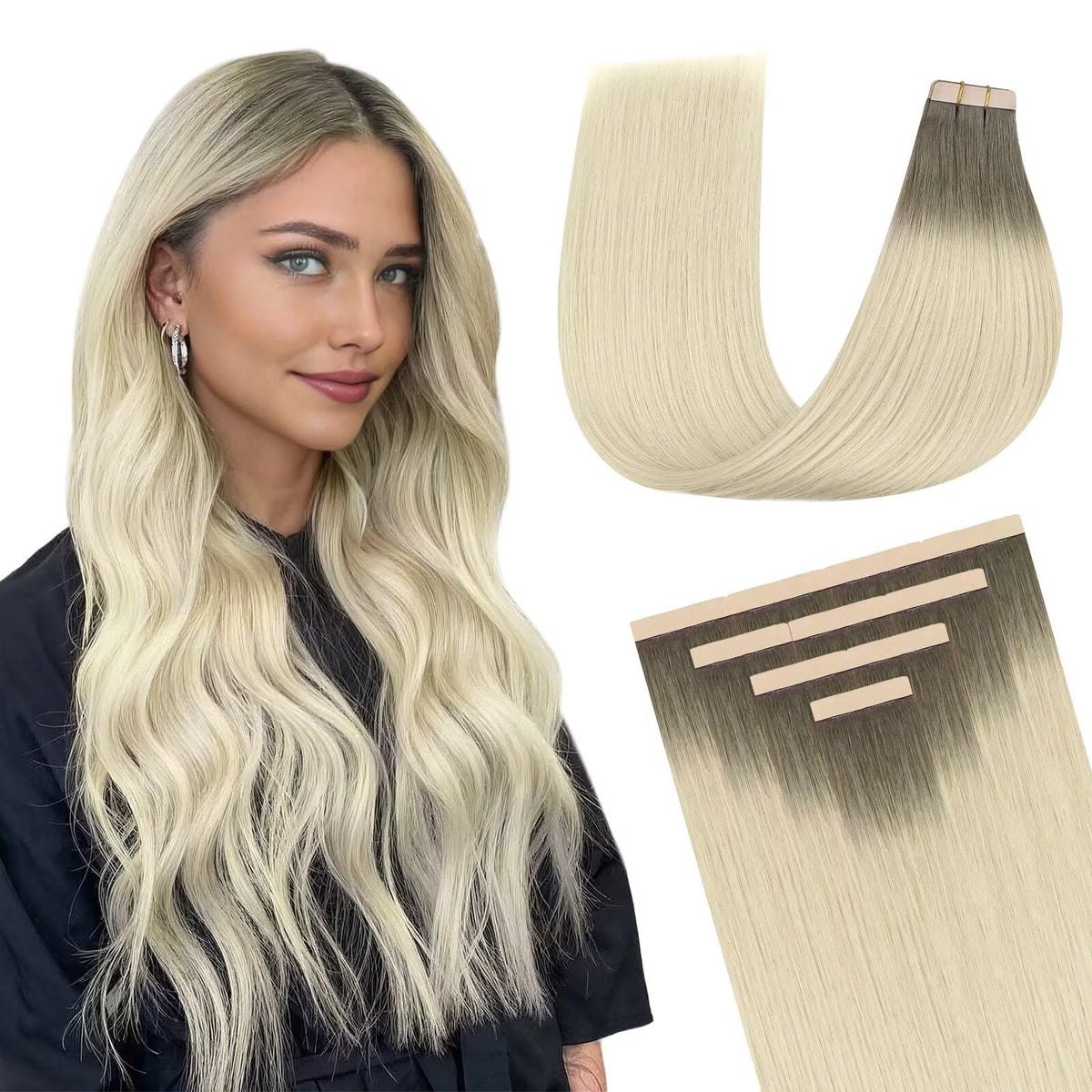 DOORES Tape in Hair Extensions 100g front view