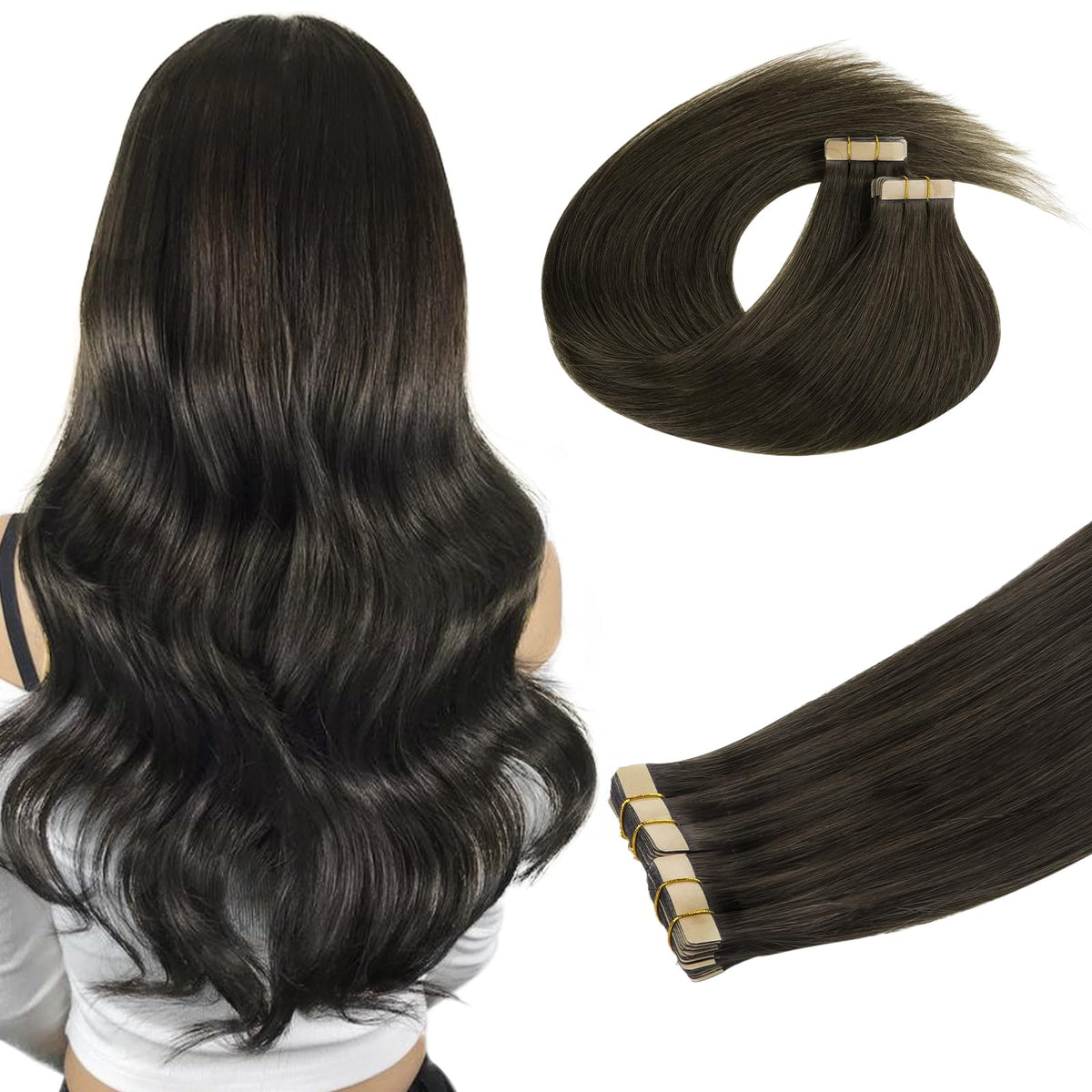 DOORES Tape in Hair Extensions 100g front view