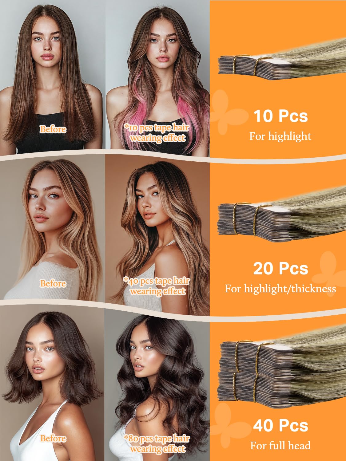 DOORES Tape in Hair Extensions 100g installation process