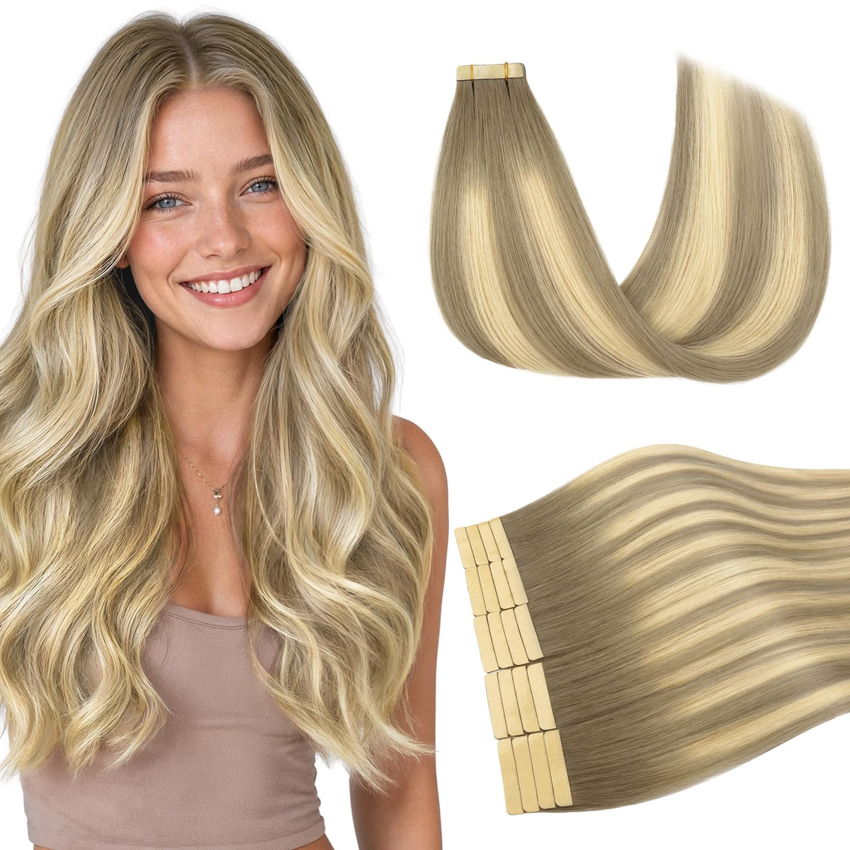DOORES Tape in Hair Extensions 100g pack front view