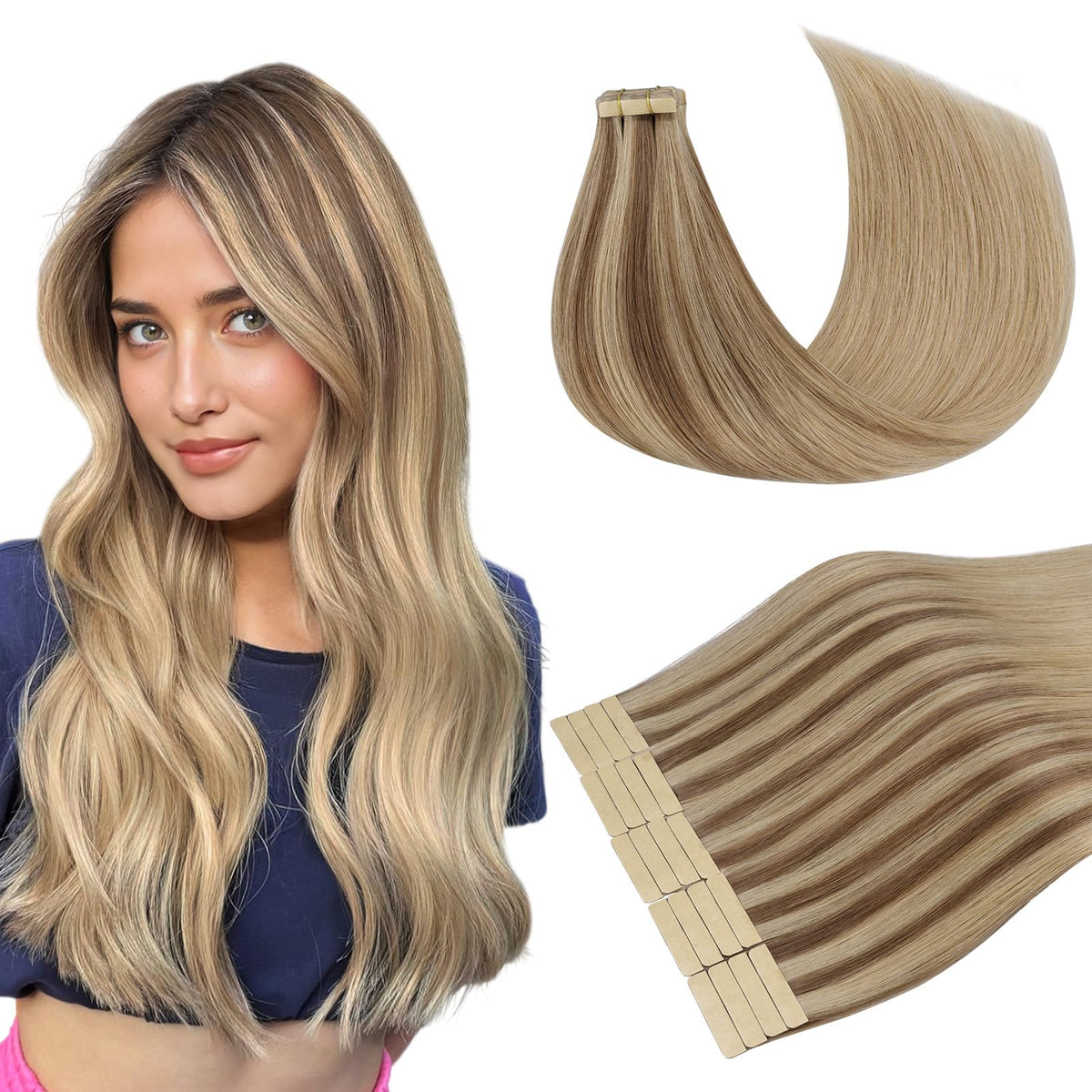 DOORES Tape in Hair Extensions 100g pack front view