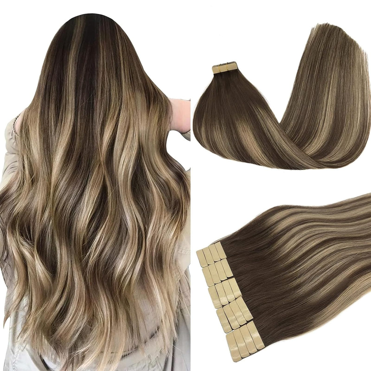 DOORES Tape in Hair Extensions 100g pack front view