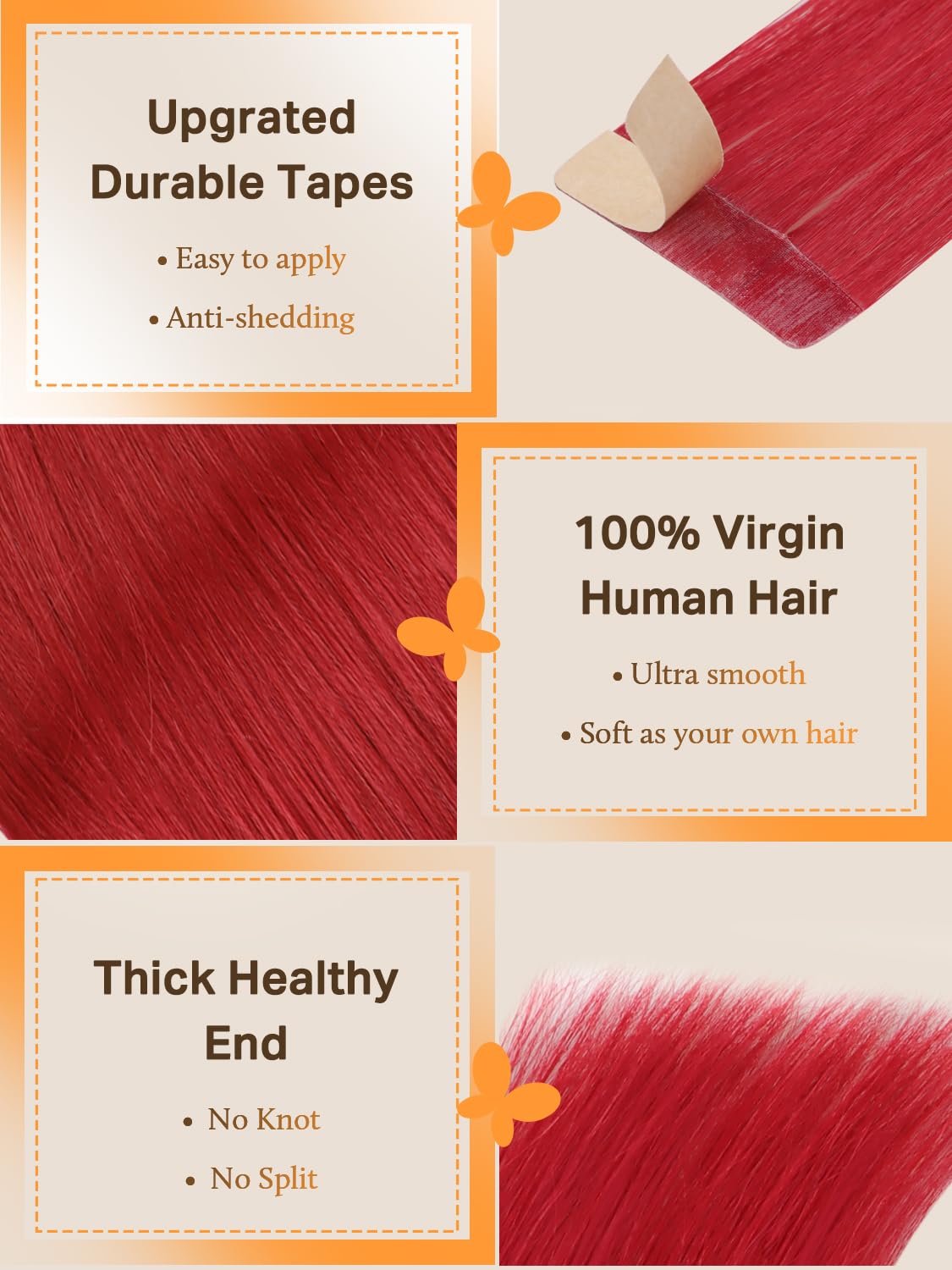 DOORES Tape In Hair Extensions 100g side view