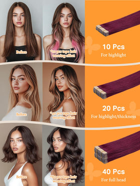 DOORES Tape in Hair Extensions 12 inches length example