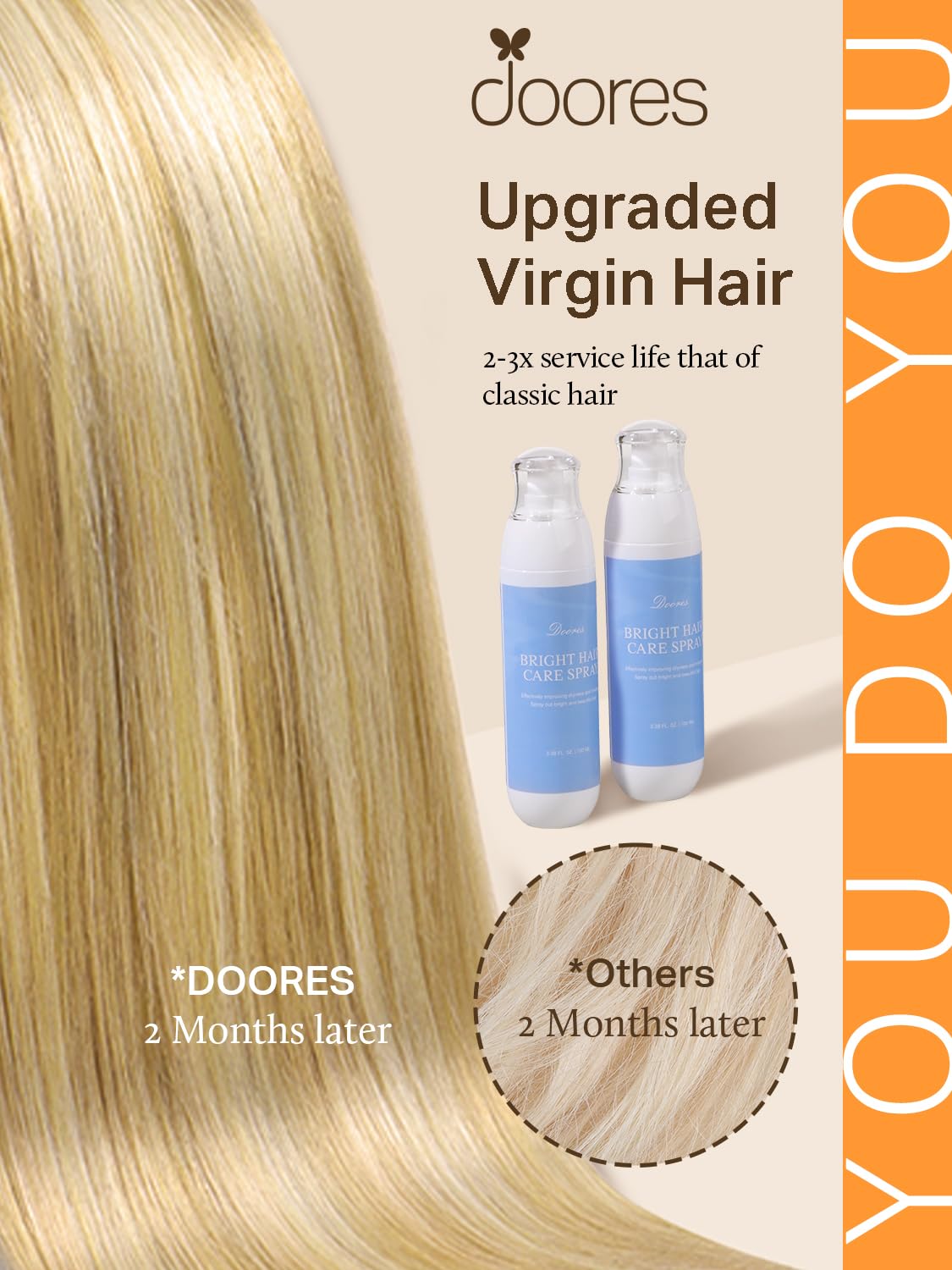 DOORES Tape in Hair Extensions 14-18 inch pack side view