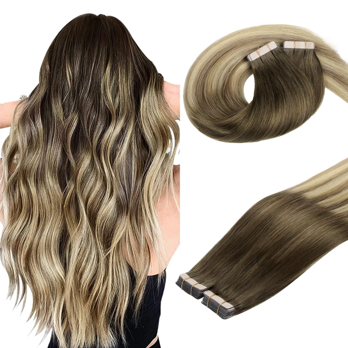 DOORES Tape in Hair Extensions 150g front view