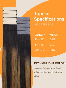 DOORES Tape in Hair Extensions 20-26 inches length comparison