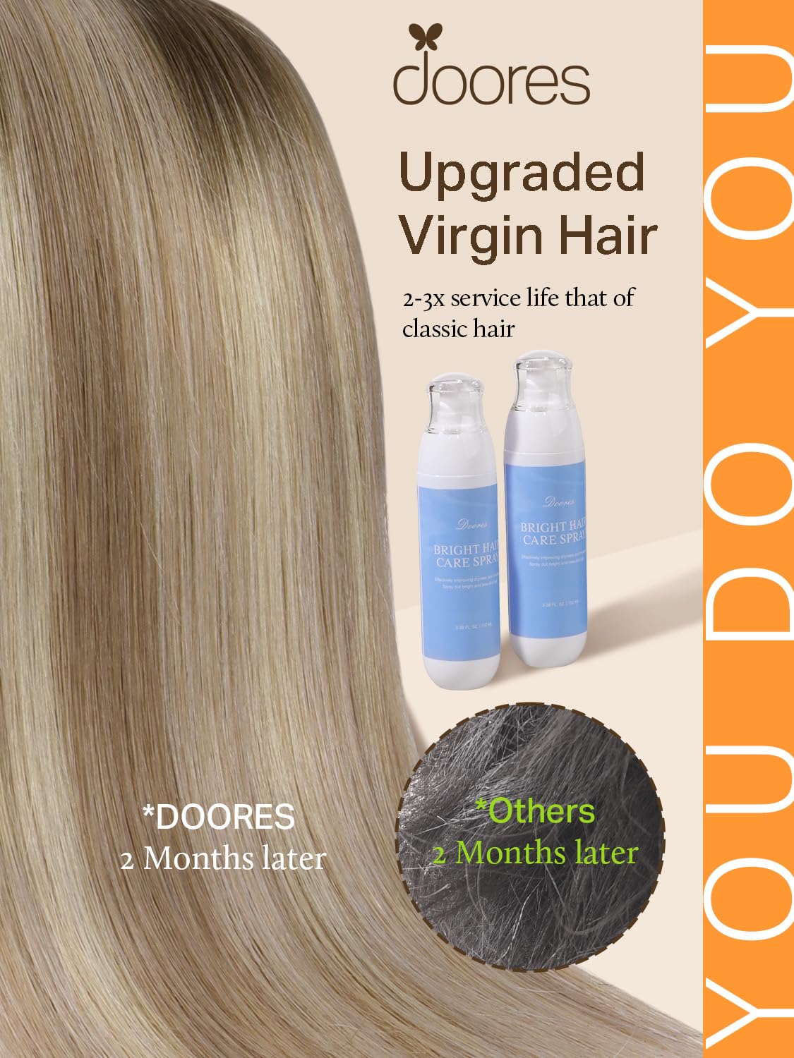 DOORES Tape in Hair Extensions 20 pieces displayed