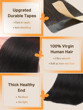 DOORES Tape In Hair Extensions 20 pieces displayed on a table