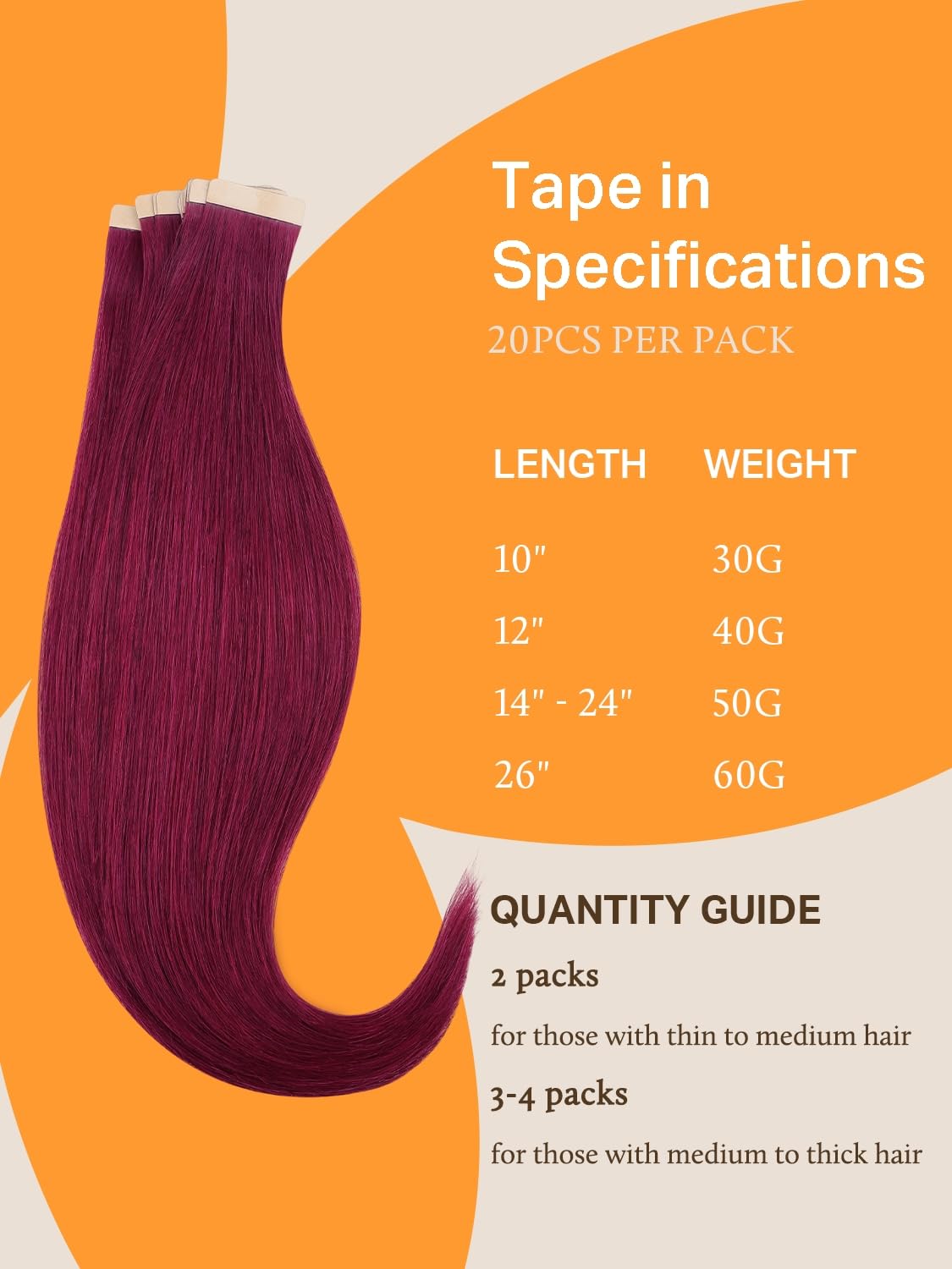 DOORES Tape in Hair Extensions 20 pieces pack