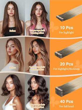 DOORES Tape in Hair Extensions 20 pieces pack