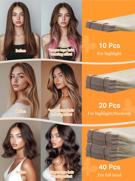DOORES Tape In Hair Extensions 20pcs 18 inch application process