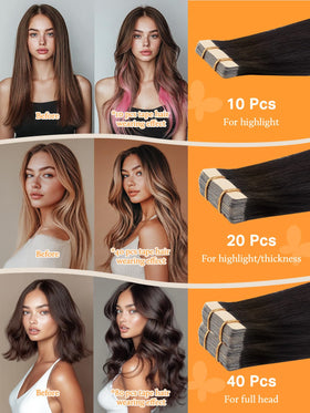 DOORES Tape In Hair Extensions 20pcs on display