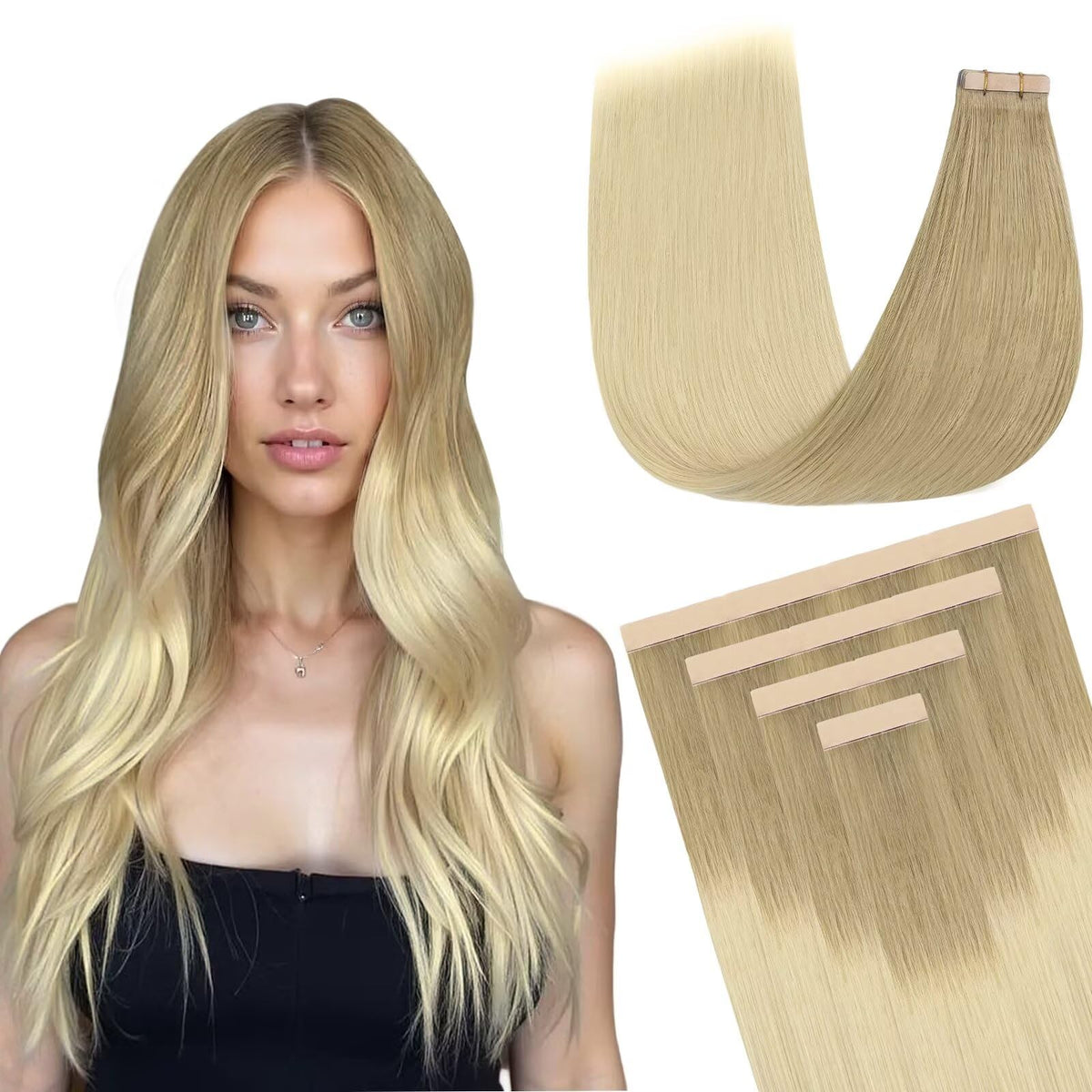 DOORES Tape in Hair Extensions 20pcs pack front view