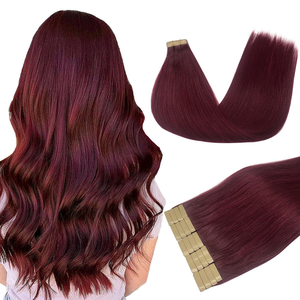 DOORES Tape in Hair Extensions 20pcs pack front view