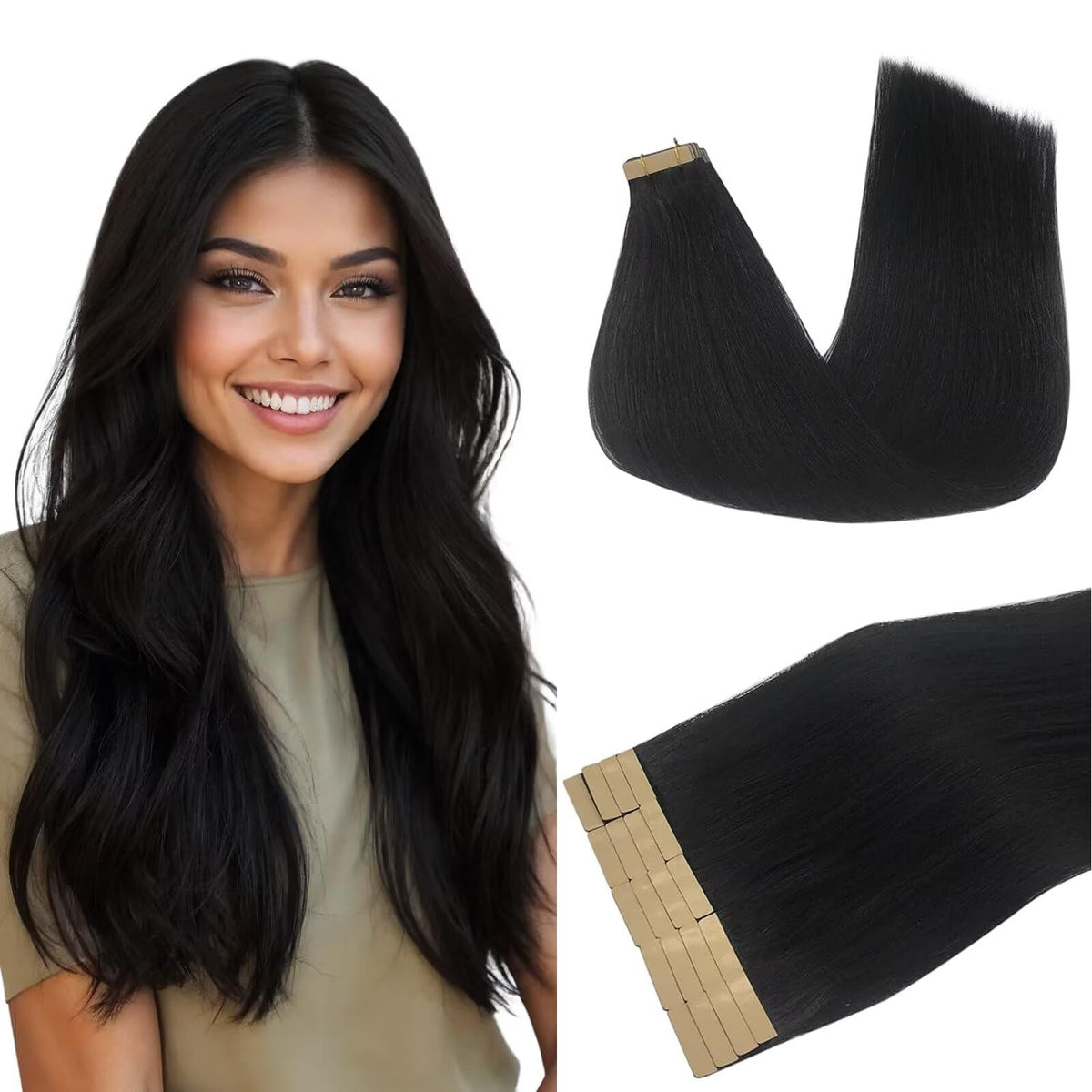 DOORES Tape in Hair Extensions 20pcs pack front view