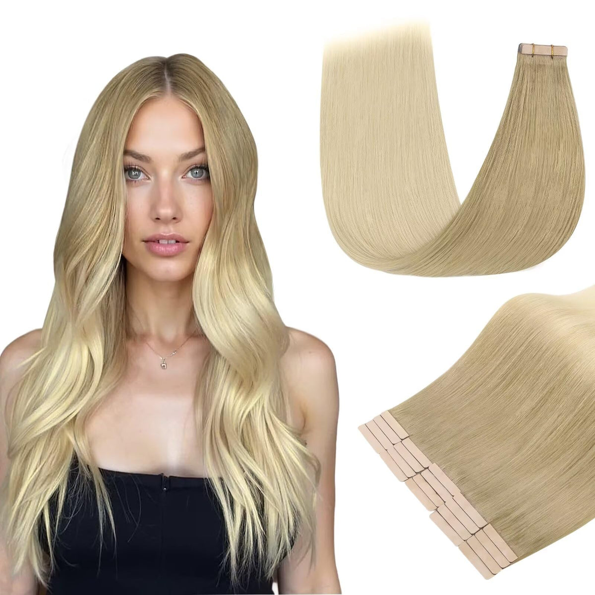 DOORES Tape in Hair Extensions 20pcs pack front view
