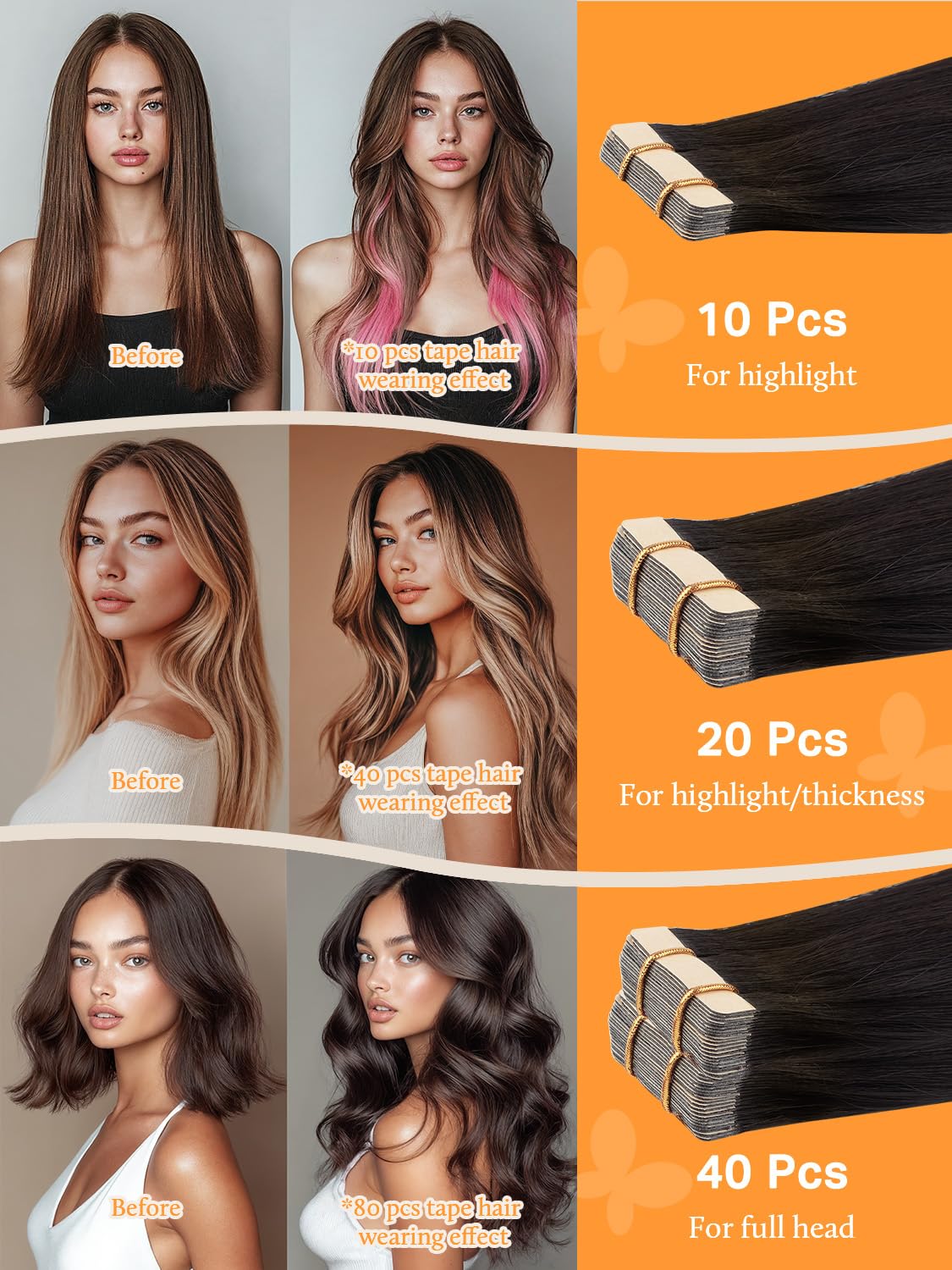 DOORES Tape In Hair Extensions 250g application process